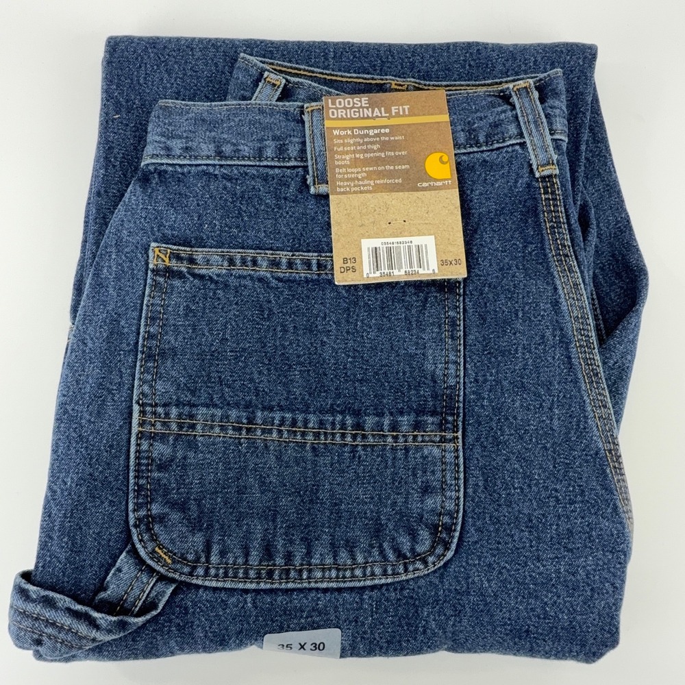 Carhartt Loose Original Fit Work Dungaree Blue Jeans Mens 35x30 B13 DPS NWT NOS